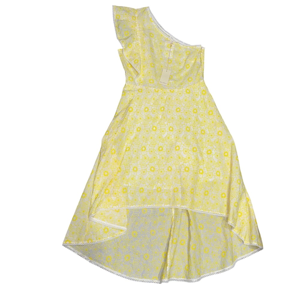 MELLODAY Yellow Floral One Shoulder Ruffle High Low Dress NEW W Tags